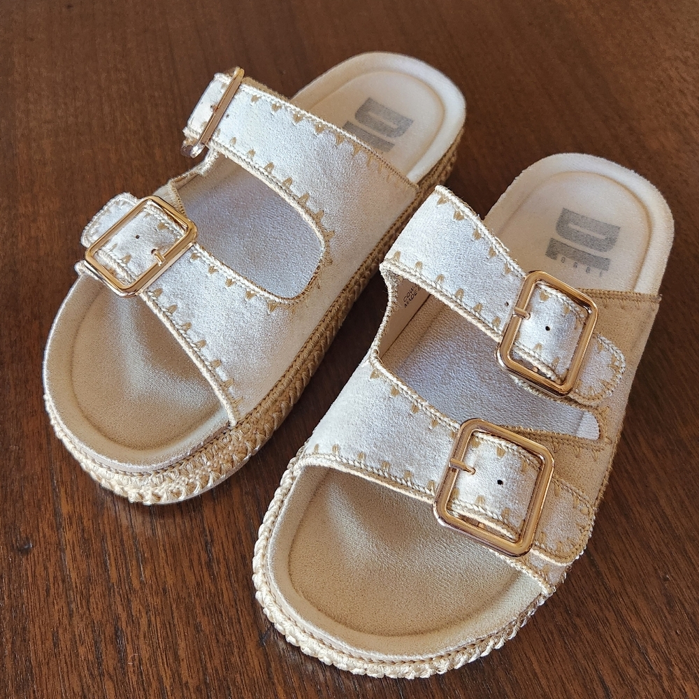 DL 1990 Women's Cubana Plartform Sandals, Cream, Size 7.5 (38)
